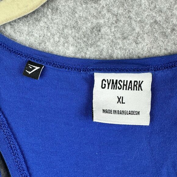 Gymshark Infill Stringer Tank Shirt Mens XL Blue Graphic Logo Racerback Workout - Picture 11 of 12